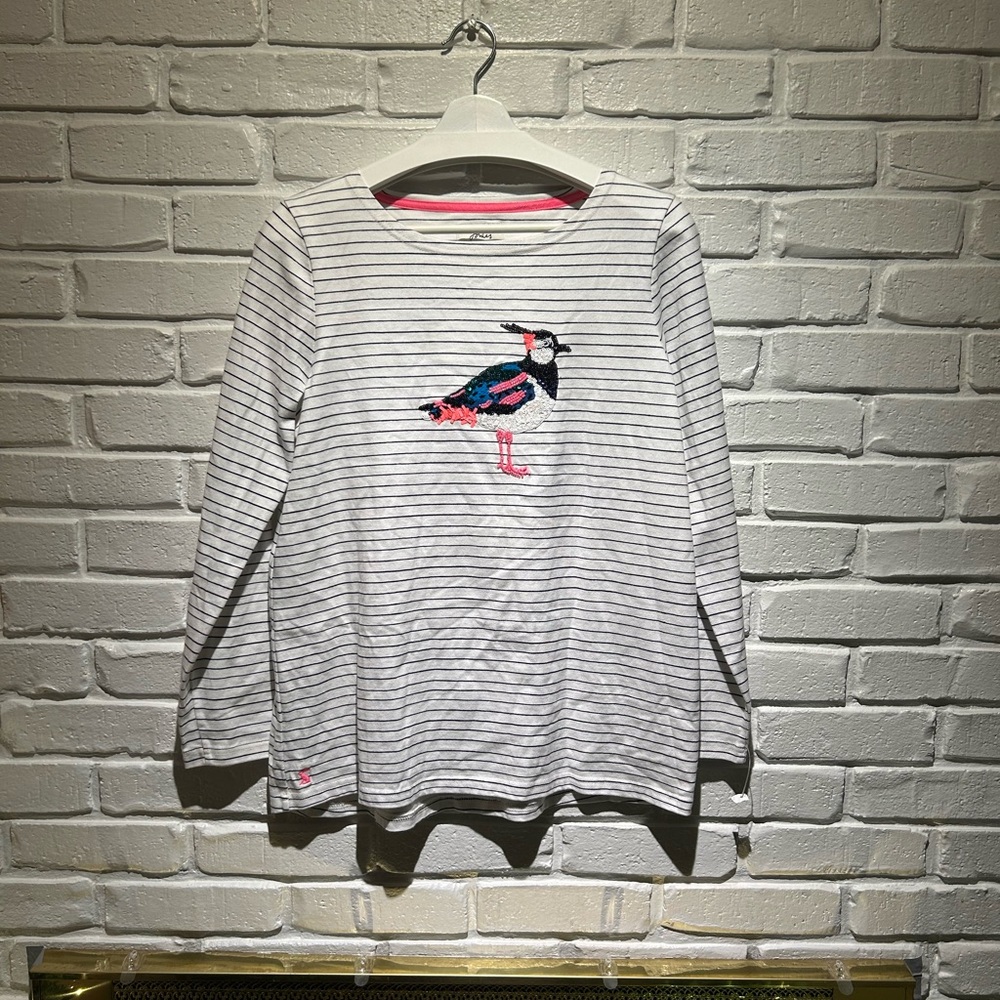 Joules White Long Sleeve Striped Tee